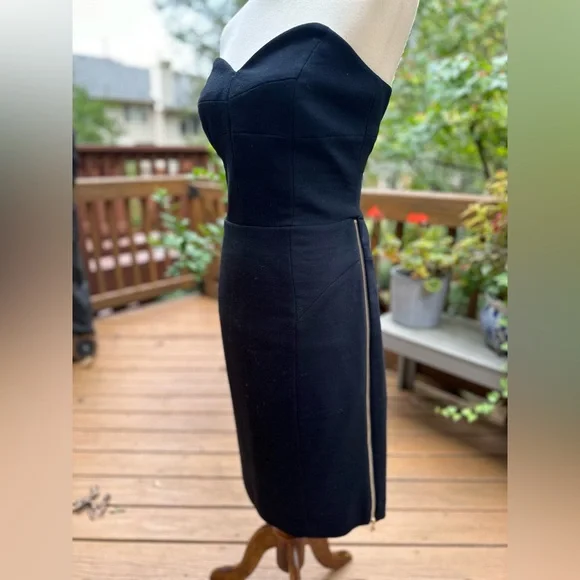 Milly | Dresses | Nwt Milly Marta Strapless Wool Knee Length Dress Gold  Zipper Black Size | Poshmark